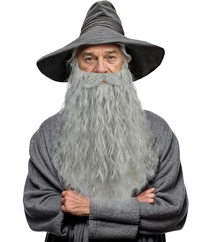 Adult DELUXE Long Beard Wizard Gandalf Merlin Dumbledore Facial Hair