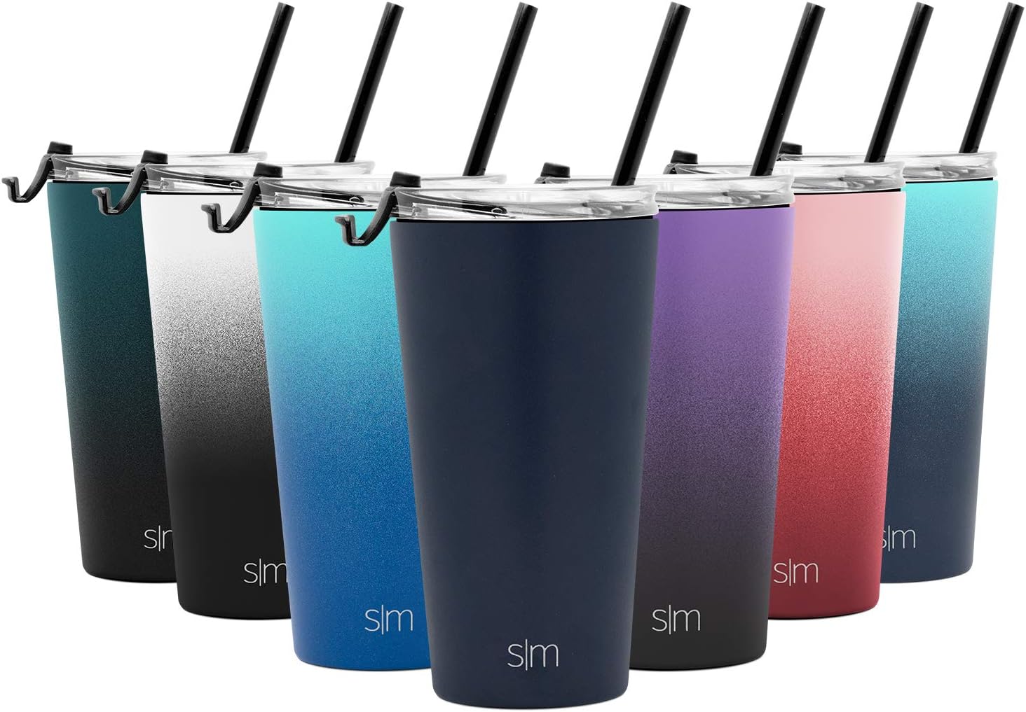 Simple Modern 16oz Classic Tumbler Travel Mug with Clear Flip Lid & Straw - Coffee Vacuum Insulated Gift for Men and Women Beer Pint Cup - 18/8 Stainless Steel Water Bottle -Deep Ocean