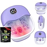 Collapsible Foot Spa Bath Massager with Heat Bubbles and Vibration Massage and Jets, 16OZ Tea Tree Oil Foot Soak Epsom Salt, WHALSTAR Foot Bath Bucket With Red Light & Remote