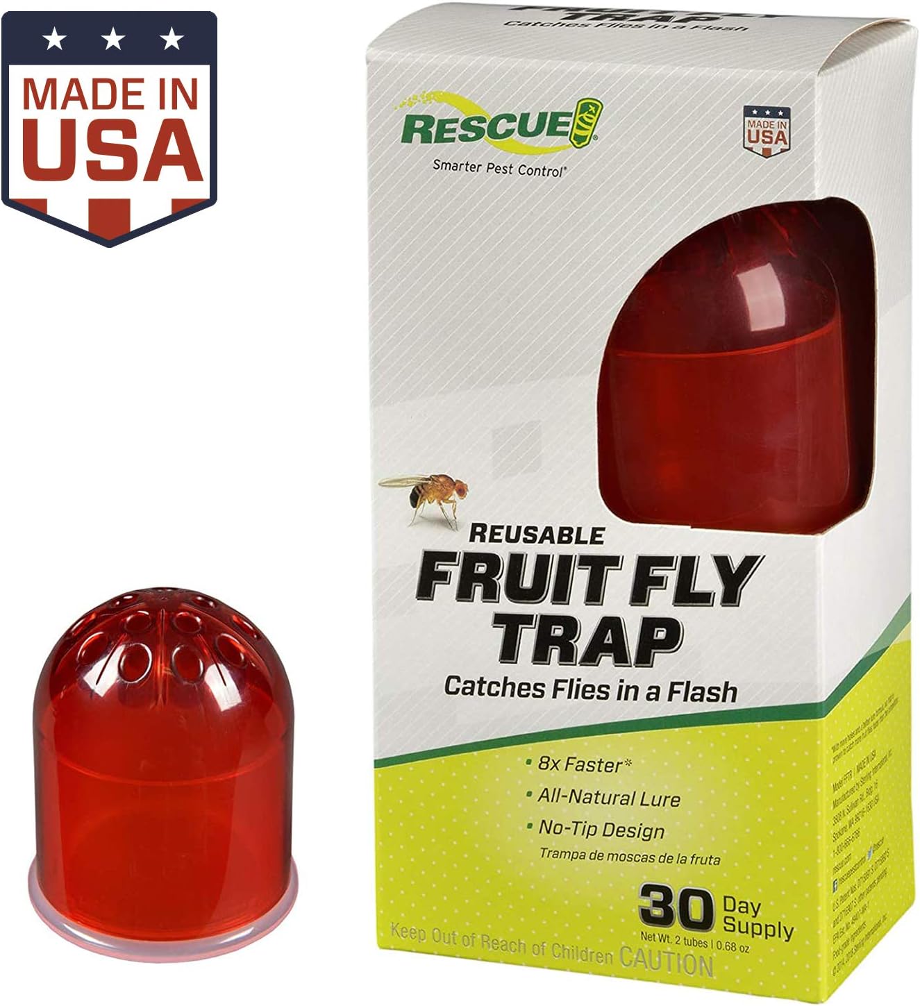 RESCUE! Indoor Non-Toxic Reusable Fruit Fly Trap with Liquid Attractant