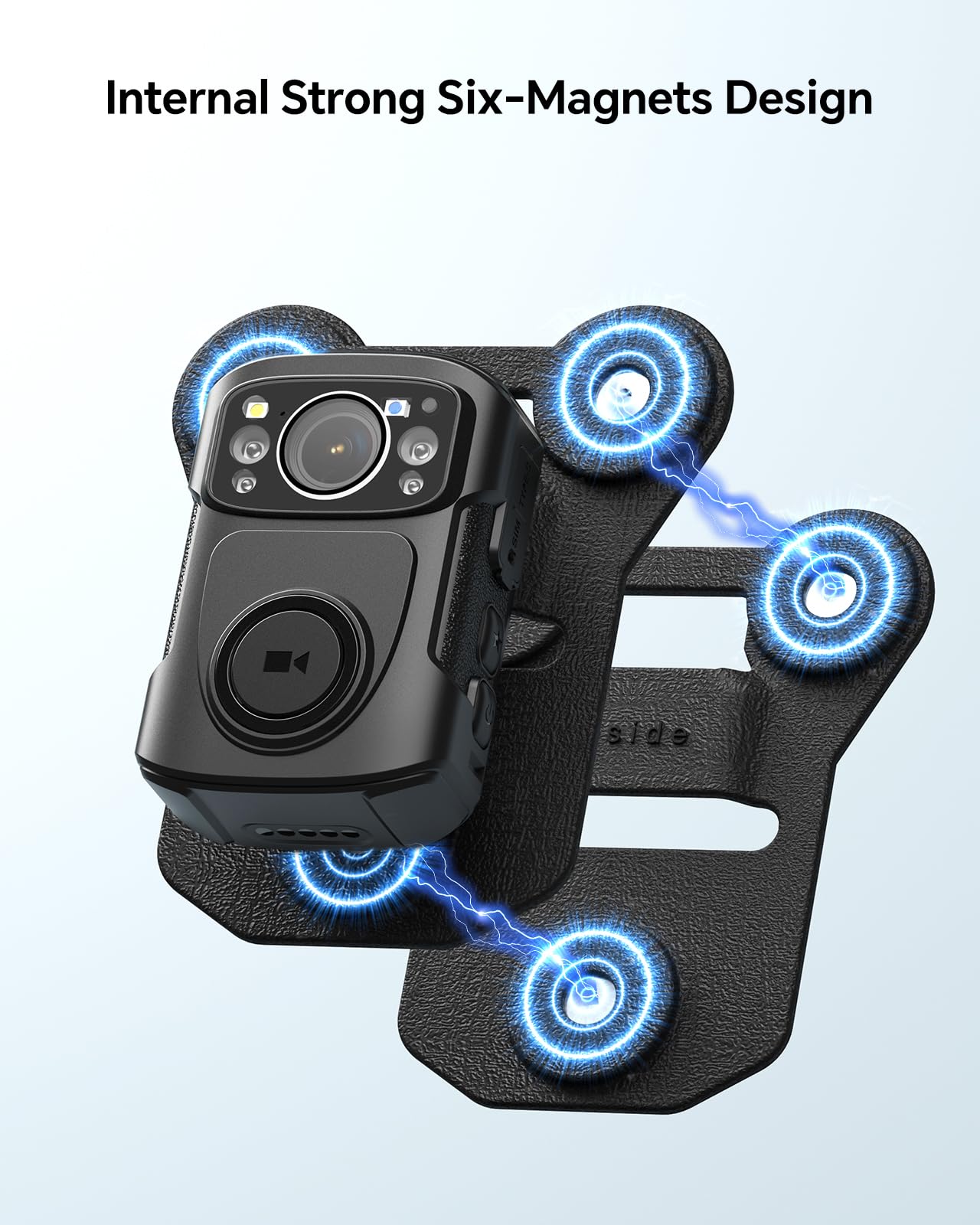 BOBLOV Body Camera Magnet Mount, 6pcs/8pcs Magnets Optional, Universal Magnetic Suction Back Clip, Make from Black Silica, Stick to Clothes for Universal All Brand Body Camera (12x10cm)