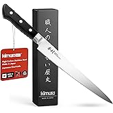 Kimura Slicer Knife, [Made in Japan], 8 inch Professional Chef Knife, Ultra Sharp High Carbon Molybdenum Stainless Steel Kitchen Knives, Chefs Knife with Ergonomic Handle - Japanese Carving Knife