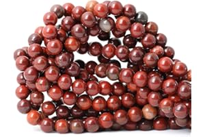 CHEAVIAN 45PCS 8mm Natural Red Jasper Gemstone Round Loose Beads for Jewelry Making DIY Findings 1 Strand 15"