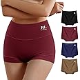 MEIYATING Boy Shorts Underwear for Women High Waisted Cotton Panties Stretch Briefs 4 Pack