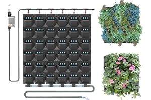 Reaeng Self Watering Wall Planter with 36 Pots, Vertical Garden Planter for Indoor Plants, Wall Mounted planters Hanging Flower Herbs Vegetables, Wall Garden for Home (Black with Irrigation)