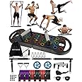 HOTWAVE Portable Exercise Equipment with 16 Gym Accessories.20 in 1 Push Up Board Fitness,Resistance Bands with Ab Roller Wheel,Full Body Workout at Home