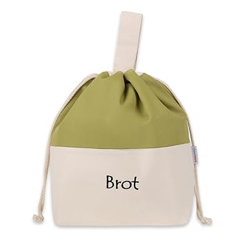 Brottasche aus Baumwolle, 3 in 1, fürs Frischhalten+Servieren+Einkaufen, atmungsaktiv und dekorativ, Modell Olive, 32 x 35 cm