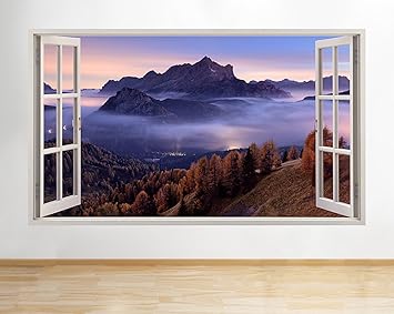 Tekkdesigns B117 Berge Wald Baume Sonnenuntergang Lila Wand Aufkleber 3d Poster Art Aufkleber Viny Kids Schlafzimmer Baby Kinderzimmer Cool Wohnzimmer Hall Jungen Madchen Riesige 100 X 175 Cm Amazon De Kuche Haushalt
