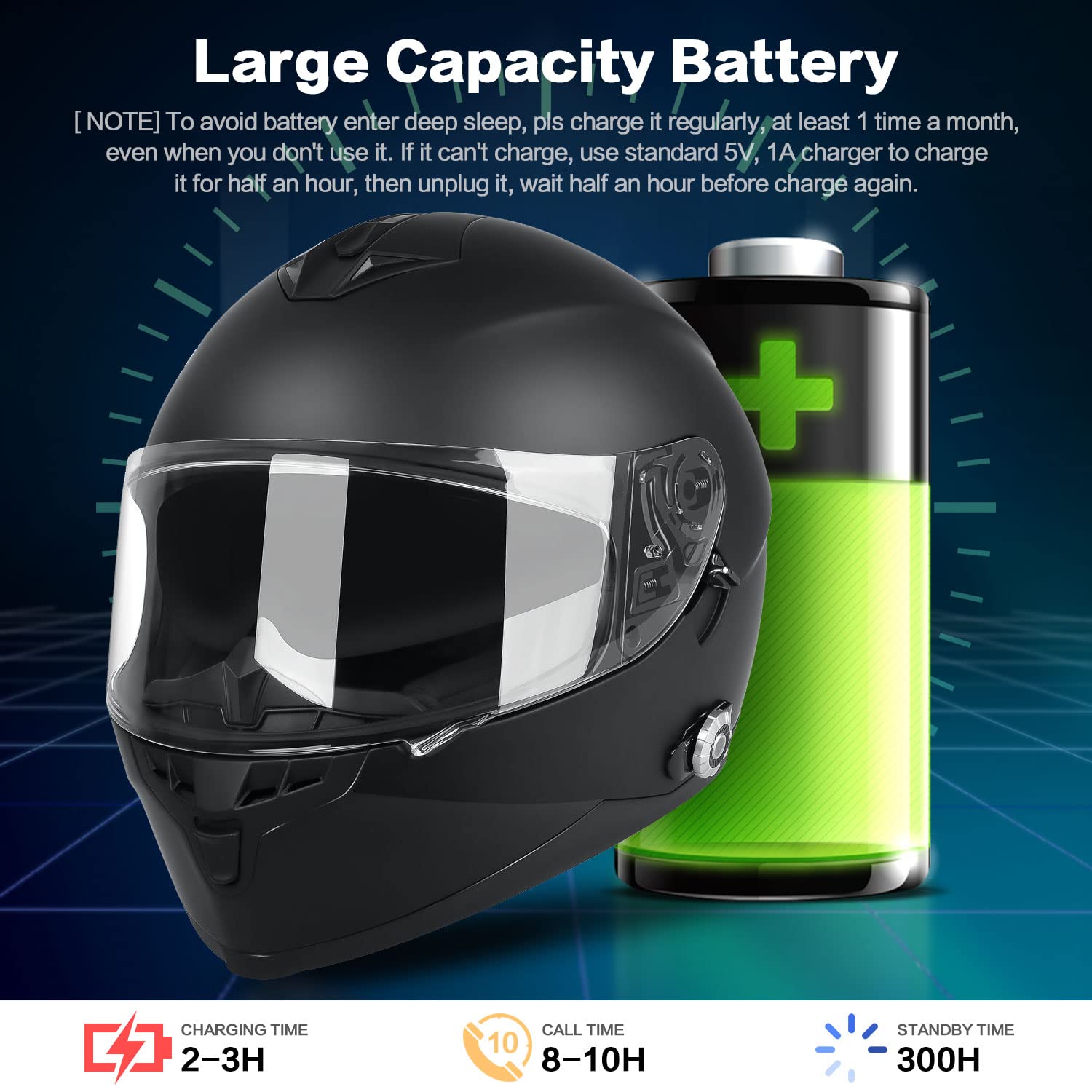 Bluetooth Motorcycle Helmet FreedConn BM12 DOT Full Face Bluetooth Helmets Motorcycle Dual Visor Helmet with Integrated Intercom System/ 2~3 Riders Pair/ 500M/ FM/ MP3/ Voice Dial (Matte Black, XXL)