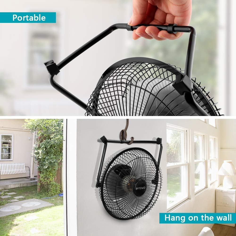 OPOLAR Battery Operated Rechargeable Desk Fan for Home Camping Hurricane, 9 Inch Battery Powered USB Fan with Metal Frame, Quiet Portable Fan with 5200 mAh Capacity & Strong Airflow: Home & Kitchen