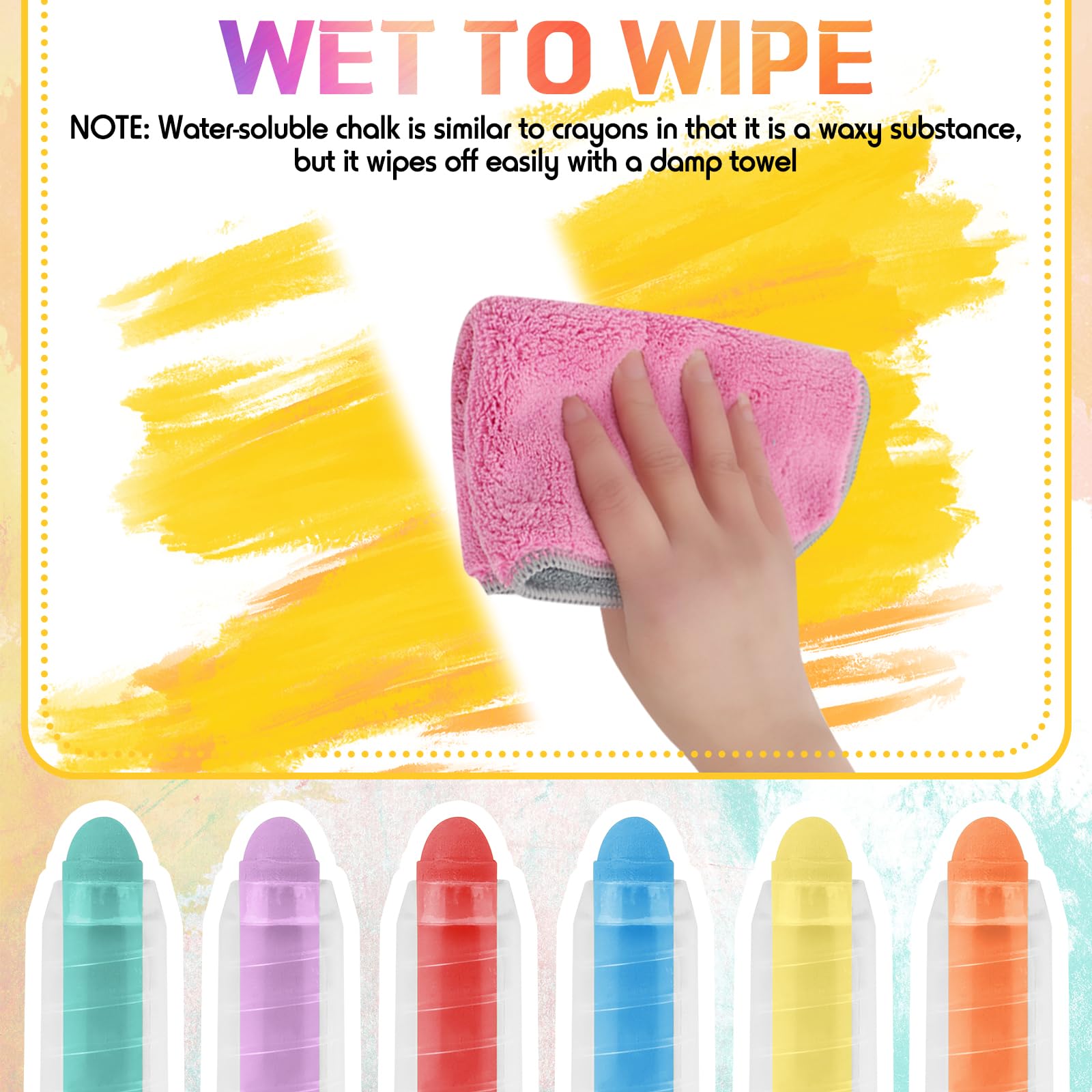 Dustless Chalk for Kids, Non-Toxic Washable Toddlers Chalks, Chalkboard Chalk Pen With Holder for Blackboard Drawing Writing Outdoor Art Play Sidewalk-Chalks, 6 Pcs
