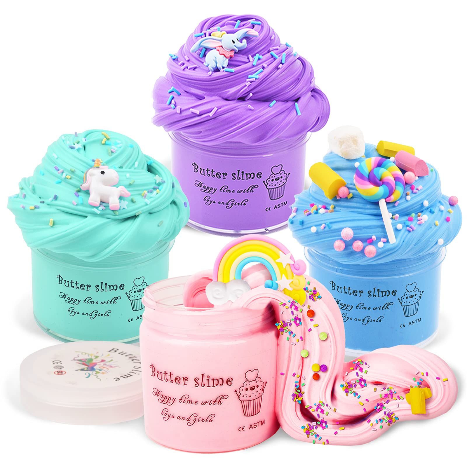 Toys Gifts, Kids Fluffy Slime Kits for Age 5-12 Putty Slimes Set Gift for 5 6 7 8 9 11 Years Old Girls Craft Kits Birthday Gifts Present Stress Toys for Boys