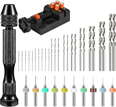 Linkstyle 37 PCS Mini Hand Drill Set Pin Vice Bench Vise PCB Bits Twist Bits