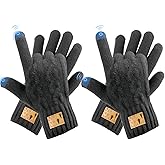 Eirnvop 2 Pairs Winter Gloves for Men Women, Upgraded Touchscreen Gloves, Cold Weather Thermal Wool Warm Knit Glove