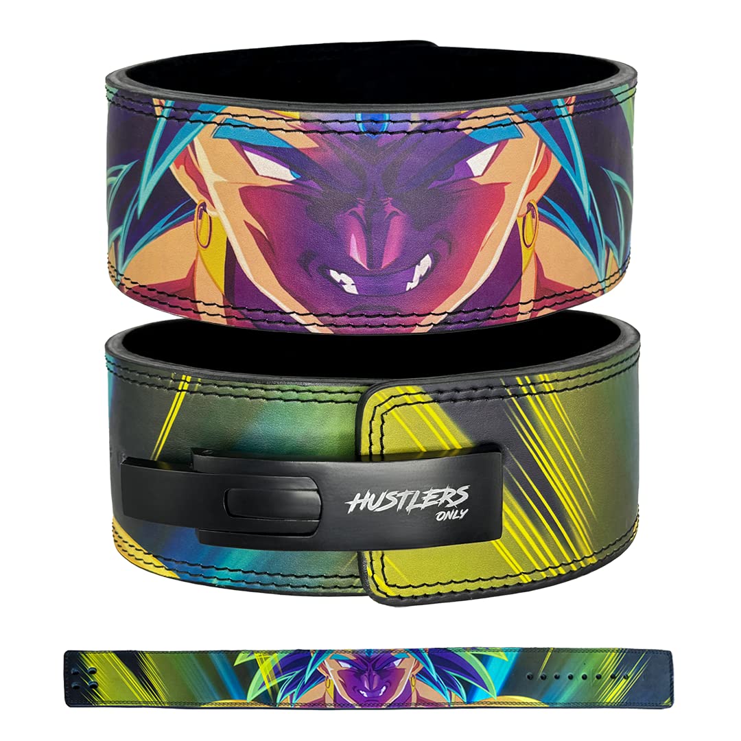 Hustlers Only Anime Weightlifting Lever Belt 10mm Leather Gym Belt for Deadlift, Powerlifting and Bodybuilding for Back Support, Lifting Belt for Men and Women (XL, inspirit Blue)