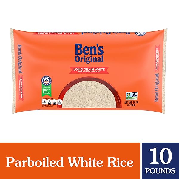BEN’S ORIGINAL ENRICHED LONG GRAIN WHITE RICE, PARBOILED RICE, 10 LB BAG