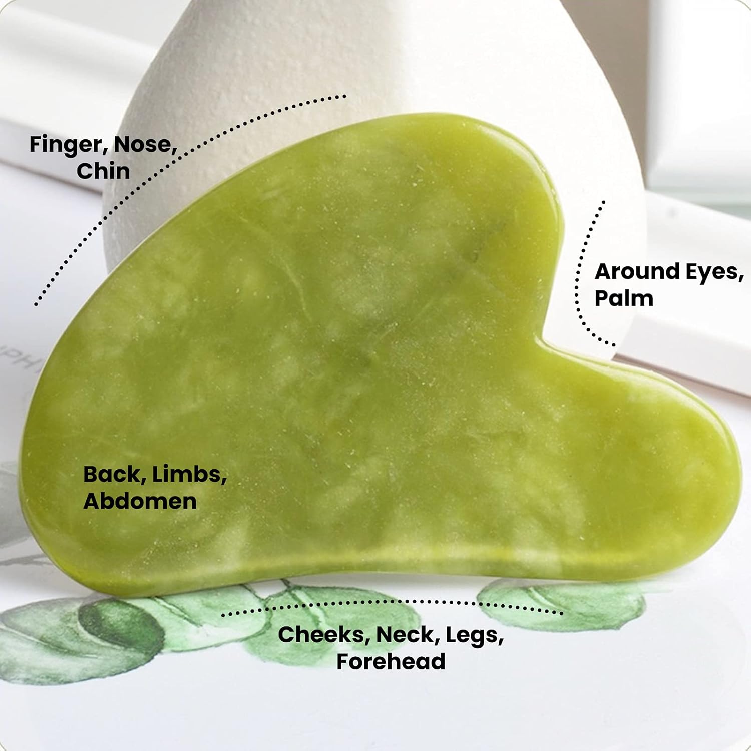 Jade Roller for Face & Gua Sha Facial Tools Skin Roller Massager Tool GuaSha Tool for Face Board Natural Jade Stone: Beauty