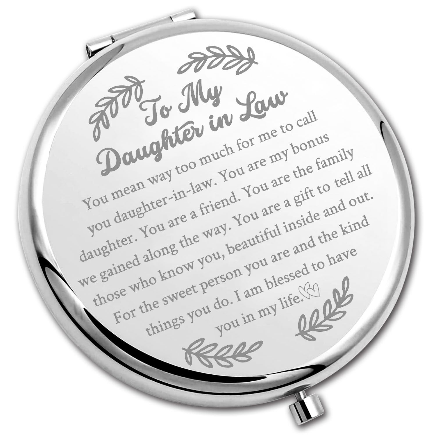 PLITI Daughter in Law Compact Mirror From Mother In Law Father In Law To My Daughter in Law Wedding Pocket Mirror (Daughter in Law CM U)