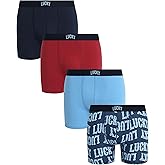 Lucky Brand Mens Boxer Briefs - 4 Pack Cotton Blend Stretch Performance 6'' Inseam Mens Underwear Boxers with Contour Pouch