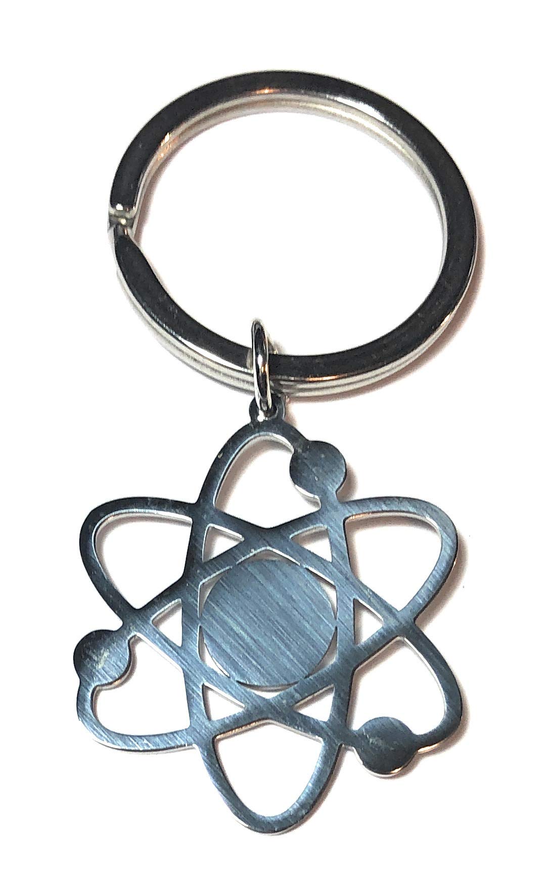 FizzyButton Gifts Stainless Steel Science Atom Keyring Charm Origami Style