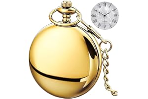 Tiong Smooth Pocket Watch,Personalized Pocket Watch,Customized Watches for Men,Engraved Pocket Watches for Father‘s Day with Chain