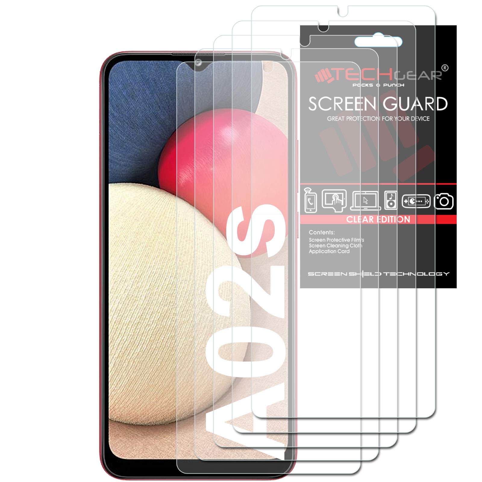 TECHGEAR [5 Pack] Screen Protectors Compatible with Samsung Galaxy A02s / A03s / A03, CLEAR LCD Screen Protectors Cover Guards