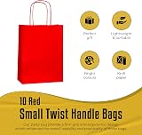 Thepaperbagstore 10 Red Small Paper Party Bags With Handles 18x22x8cm view 2