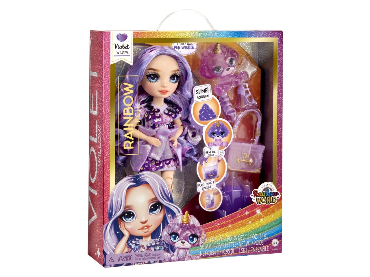 Rainbow High Fashion Doll with Slime & Pet - Violet (Purple) - 28 cm Shimmer Doll with Sparkle Slime, Magical Pet and Fashion Accessories - Kids Toy - Great for Ages 4-12 Years