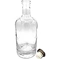 Midwest Spice Company Nordic Bottle - 750ml (25oz) Dark Wood Bar Top Cork Cap Specialty Bottle for Sauce or Syrup