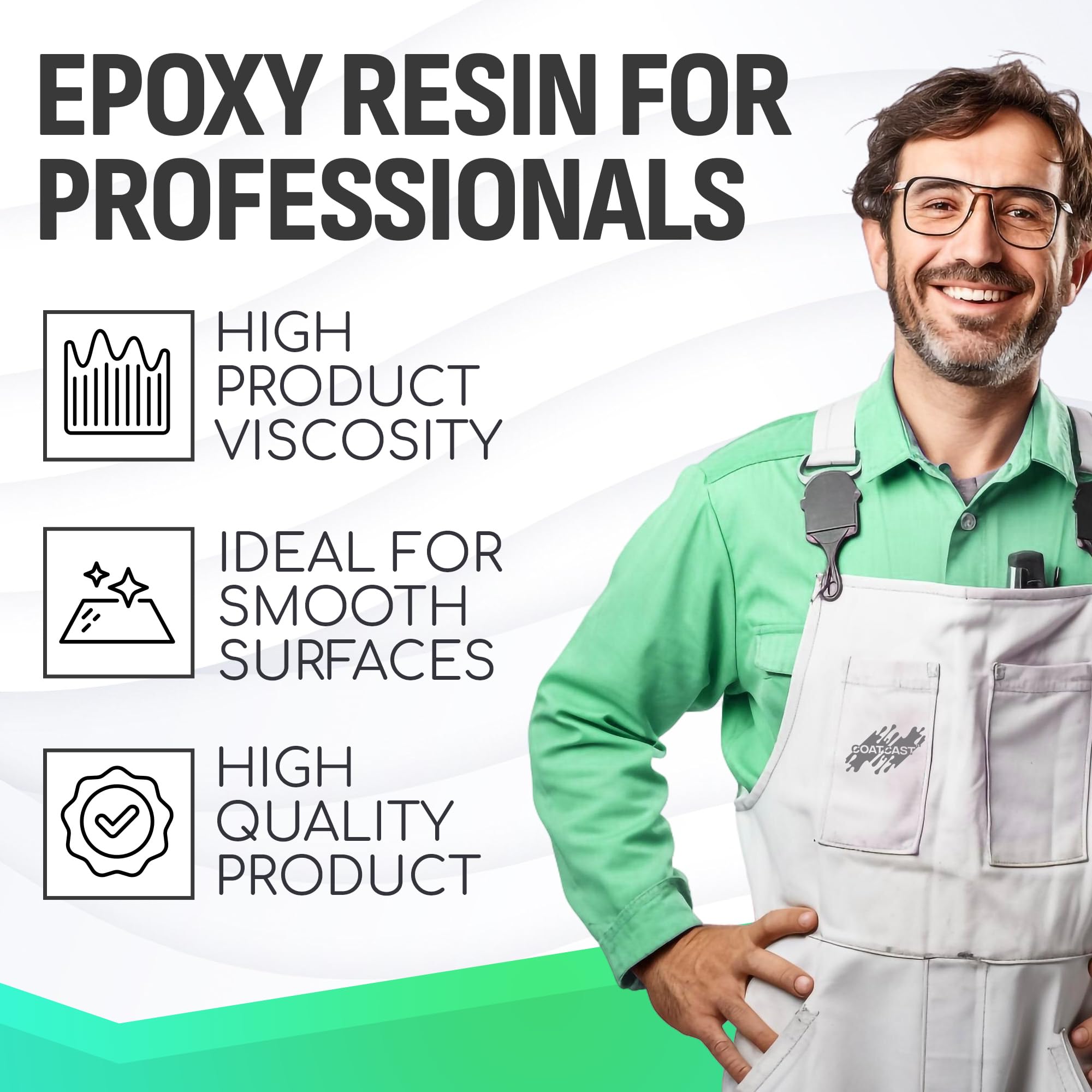 Epoxy Resin Pro 16 Oz Kit – Clear High-Gloss Finish for Coating Wood, Concrete, Stone & More | Strong, Durable, Self-Leveling | Perfect for Arts & Crafts, Table Tops & More!
