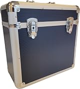 Maison & White Vinyl Record Storage Case 50 LPs Aluminium Blue