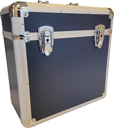 Maison & White Vinyl Record Storage Case 50 LPs Aluminium Blue
