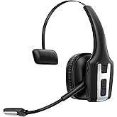 Trucker Bluetooth Headset, Wireless Headset with Mic for Work, Upgraded V5.3 Dual Noise Cancelling Microphones, Mute Button, Multipoint, 53H Battery, for Truck Drivers, Work from Home Office Phone