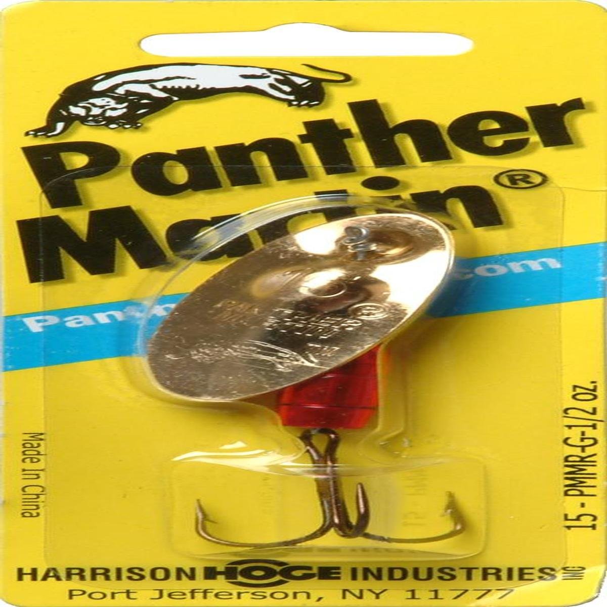 Panther Martin Fishing Lure Spinner, Gold and Red, 1/2