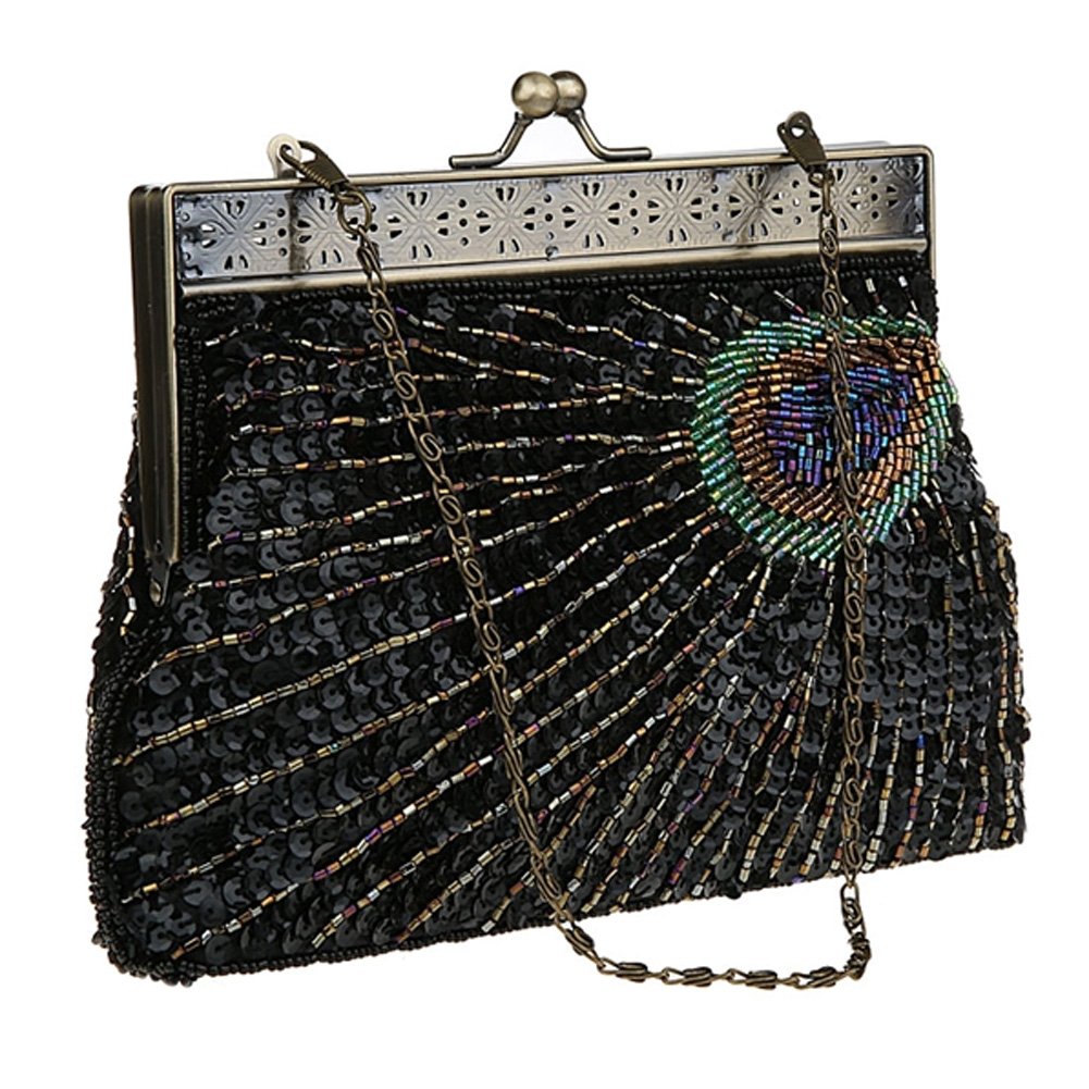 stile accattivante da sera stile originale con motivo in rilievo di pavone  con paillettes Pochette in stile Vintage Scarpe e borse urban-earth.co.uk