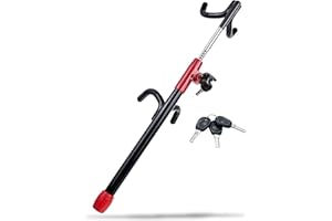 Dodomes Steering Wheel Lock Anti-Theft Heavy Duty Secure Car Device, Adjustable Length Clamp Double Hook Locks Universal Fit Black