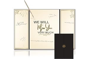 DOUBLESHOOT Farewell Party Decorations Guest Book Black Gold 18"x12" for Men - Unique Goodbye & Going Away Coworker Gift Card - We'll Miss You Signature Board Retirement Party Decorations Gifts for Colleagues