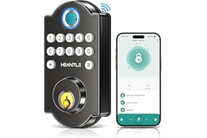 Smart Door Lock WiFi Deadbolt: HEANTLE Keyless Entry Front Door Lock Fingerprint Electronic Digital Keypad Deadbolt with Alexa Voice App Remote Control Auto Lock Matte Black