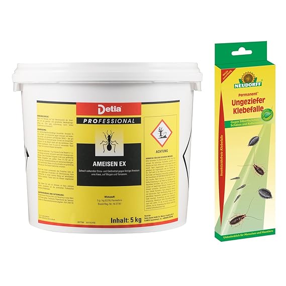 Detia - Ameisen-Ex, Ameisenmittel - 10 kg (2 x 5kg) - Inklusive 2X Ungeziefer Klebefalle