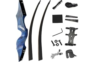 Archery 60" Black Hunter Wooden Recurve Bow - Right Handed, 20-60lbs for American Hunting & Shooting Practice
