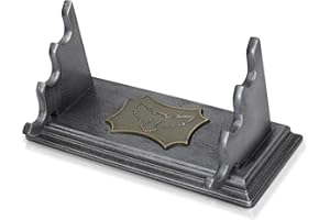 HOTCAN Wooden Magic Wand Holder and Display Stand - Mystical Fusion of Beech Wood and Metal - Owl Emblem Accent (Small)