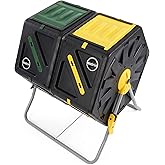 Miracle-Gro Dual Chamber Compost Tumbler &ndash; Easy-Turn, Heavy-Duty Outdoor Bin Composter with 2 Sliding Doors (2x18.5 Gal/70L