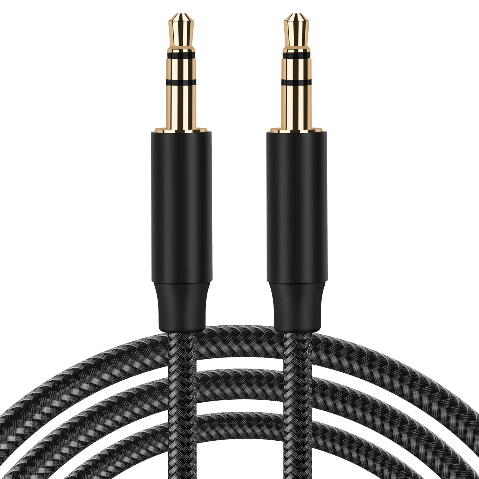 BORLTER CLAMP 3.5mm Audio Cable Male to Male, Aux Cable 3.3FT Braided Stereo 3.5mm Audio Headphone Jack, Compatible with Smartphone Car Speaker MP3 Player Home Stereo TV PC Laptop