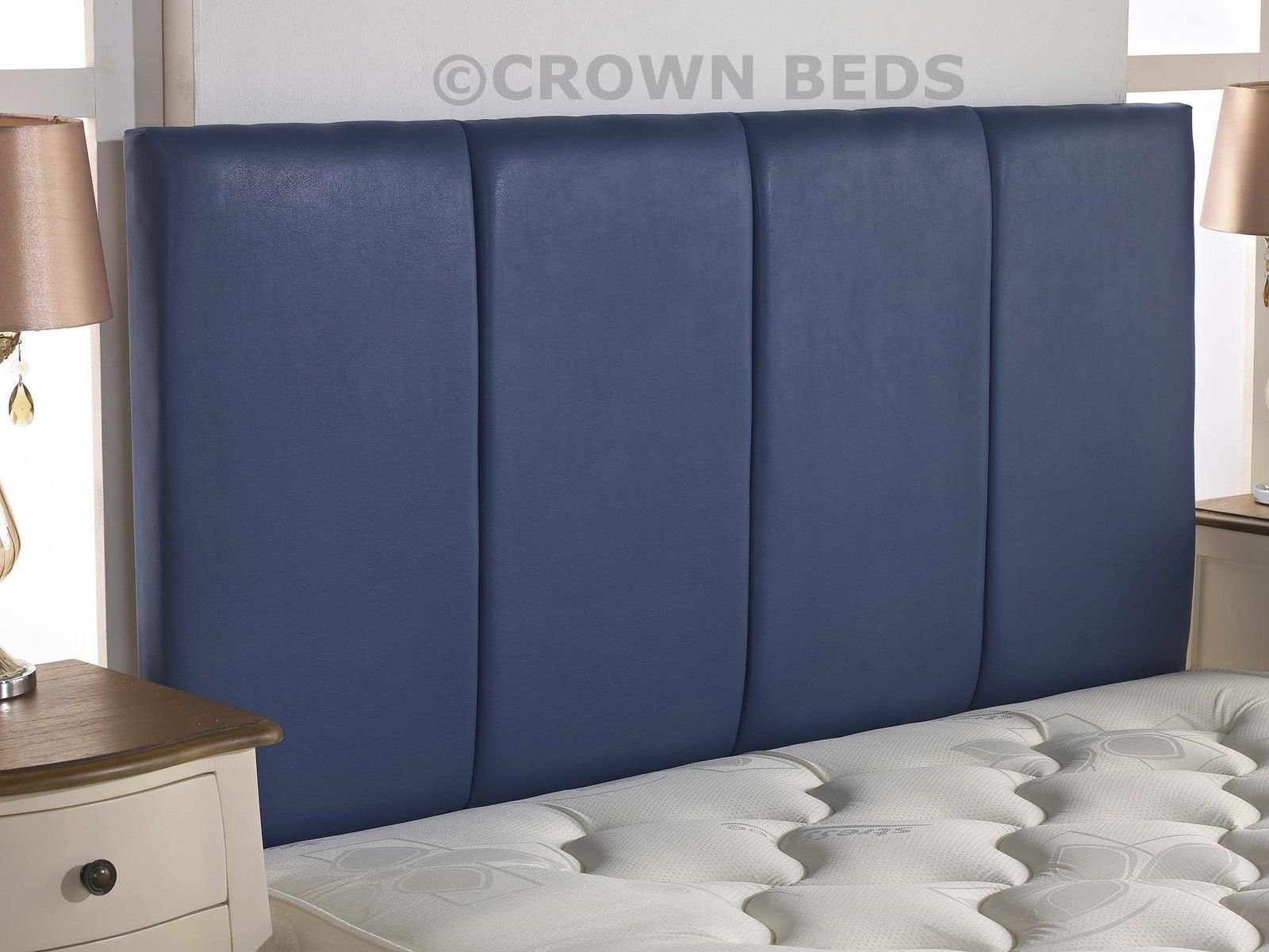QUALITY FAUX LEATHER SANDRINGHAM HEADBOARD IN 2ft6,3ft,4ft,4ft6,5ft,6ft NEW!!!!! (4FT SMALL DOUBLE, BLUE)