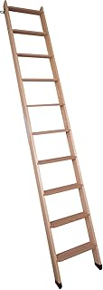 DOLLE Hochbettleiter aus Holz mit 10 Stufen | Geschosshöhe bis 245 cm | In Natur oder Weiß lackiert | Breite: 40 cm | inkl. Fußkappen | Buche Stufen | Kiefer Holm | Anstellleiter (Naturbelassen)
