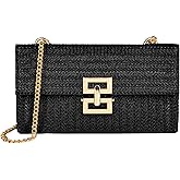 Carfond Straw Chain Clutch Purses for Women Ladies Woven Envelope Handbag Shoulder Crossbody Beach Bag | Straw Chain, Woven, Envelope