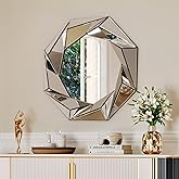 MYOTA Frameless Octagonal Decorative Wall Mirror - 26" 3D Glass Diamond Shaped Wall Mirror, Modern Beveled Edge Frameless Acc