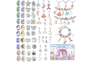 DITIND Charm Bracelet Making Kit for Girls, Unicorn/Mermaid Crafts Gifts Set, Teen Girl Gifts Jewelry Making Kit with Colorful Beads/Charms for Kids Ages 5 6 7 8 9 10-12.