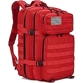 SEYATULLH 45L Military Tactical Backpack for Men & Women Bug Out Bag Assault pack Molle Daypack Hiking Trekking Rucksack(Red)
