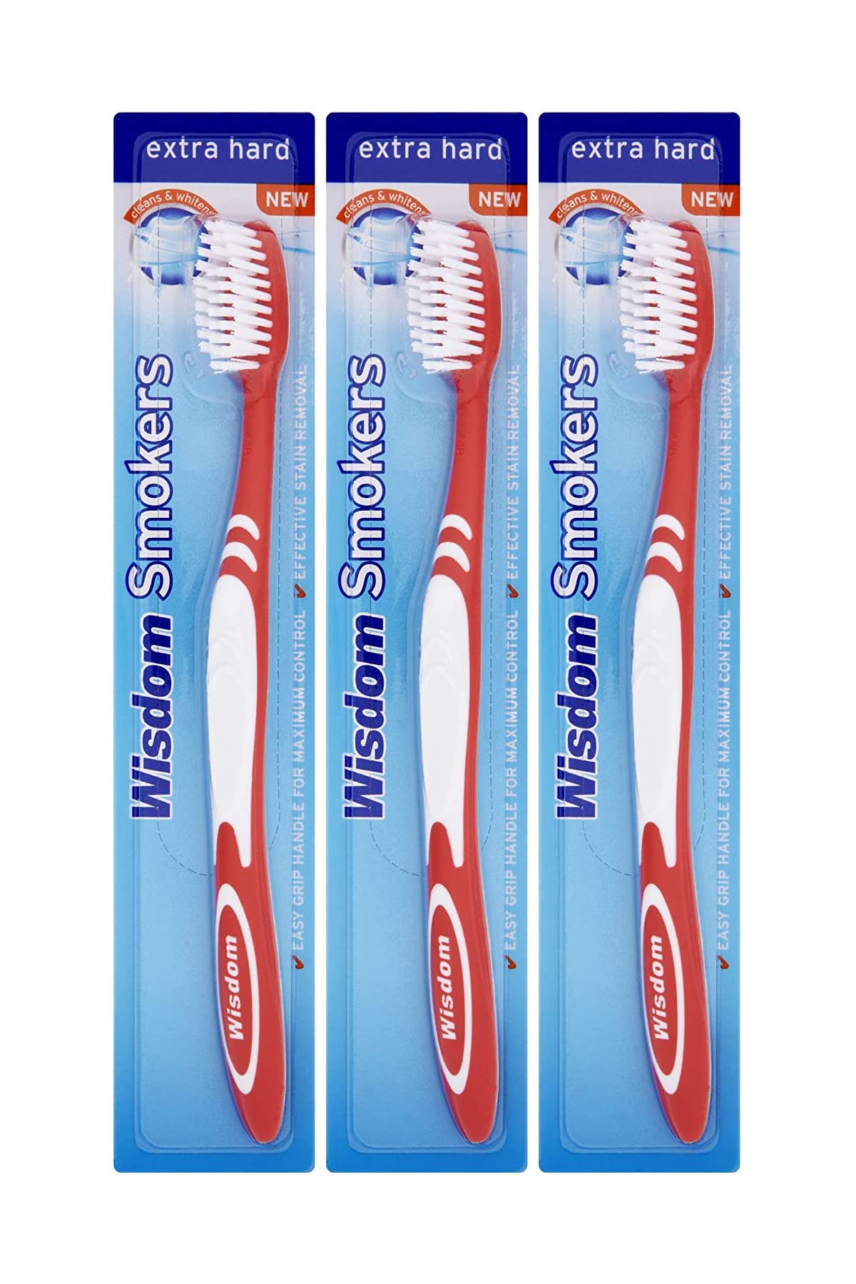 3 x Wisdom Smokers Extra Hard Brush Toothbrush (Previously Addis) Wisdom